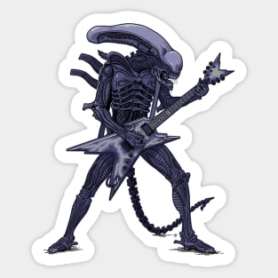 The Xenomorph and his killer guitar Sticker